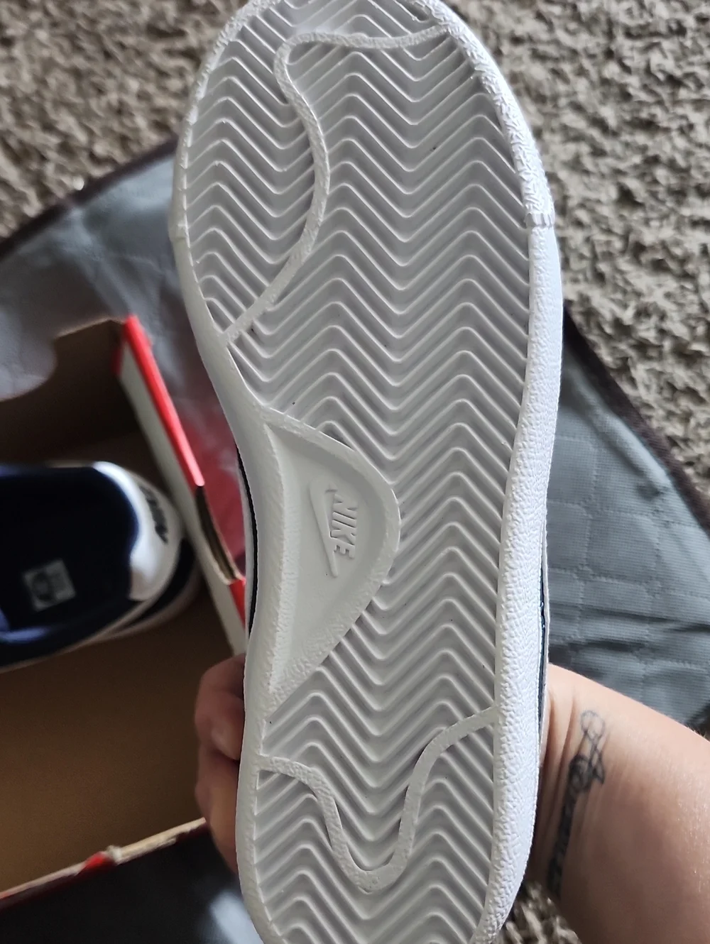 Nike Navy and White Kids Velcro Sneakers